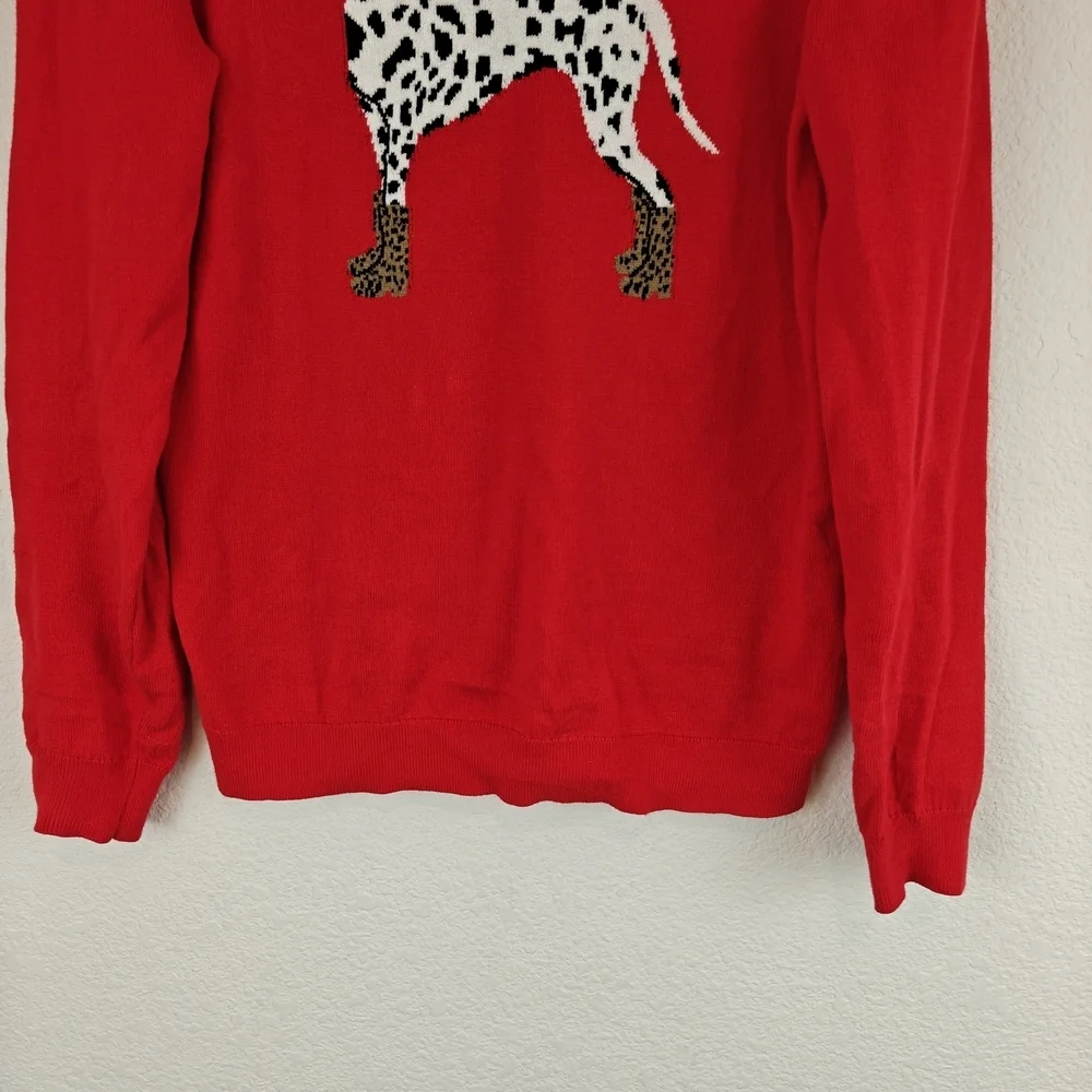 J. Crew Cotton Dalmatian Teddie Sweater In Red Sz M